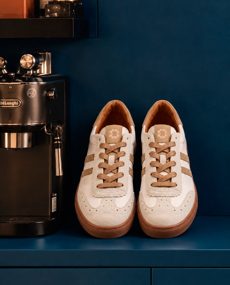 SNEAKERS DEPORTIVAS PIEL BLANCO Y BEIGE LONDRES