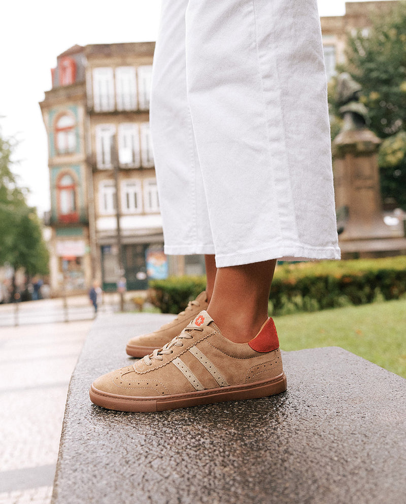 SNEAKERS DEPORTIVAS SERRAJE TAUPE BEIGE ROJO PARIS