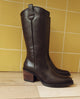 BOTAS COWBOY DE PIEL CON CREMALLERA NEREA MOKA