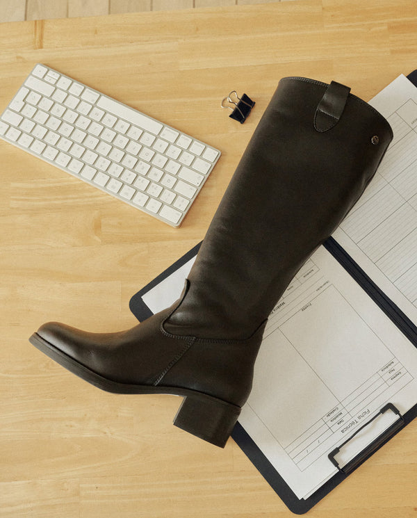 BOTAS DE PIEL DE TACÓN CON CREMALLERA OLIVIA NEGRO