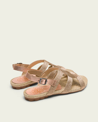 SANDALIA PLANA DE PIEL YUTE ROSE COCO