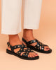 Sandalia plana de piel con tachuelas Chloe negro