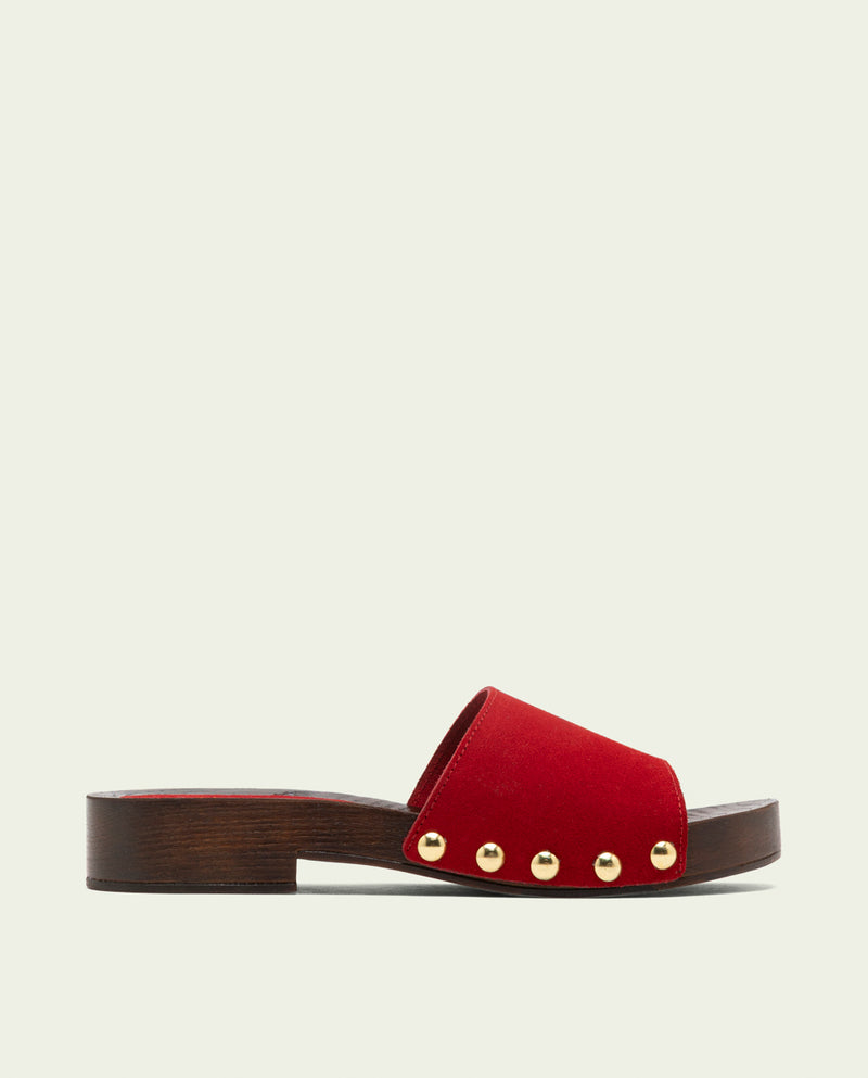 Sandalia piel tacón Valeria rojo