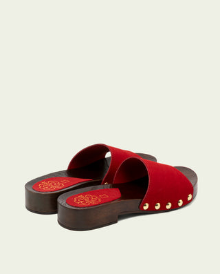 Sandalia piel tacón Valeria rojo