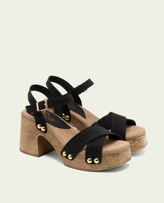 Sandalia tacón piel Vanesa negro