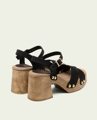 Sandalia tacón piel Vanesa negro