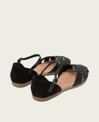 SANDALIA PLANA PIEL NEGRO ADRIANA