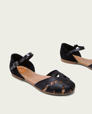 SANDALIA PLANA PIEL NEGRO ADRIANA