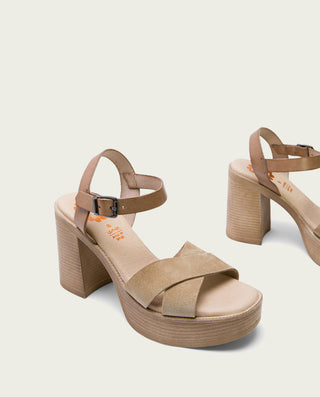 SANDALIA TACON ALTO TAUPE ARENA ALICE