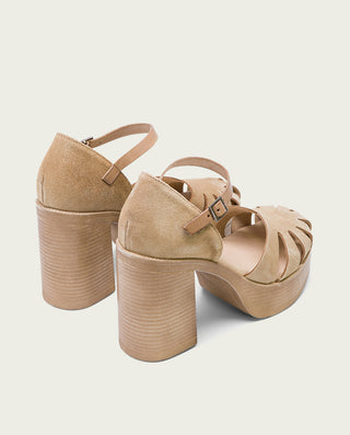 SANDALIA TACON ALTO TAUPE ARENA ADARA