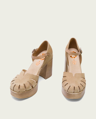 SANDALIA TACON ALTO TAUPE ARENA ADARA
