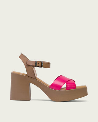 SANDALIA TACÓN PIEL FUCSIA ZOE