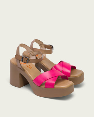 SANDALIA TACÓN PIEL FUCSIA ZOE