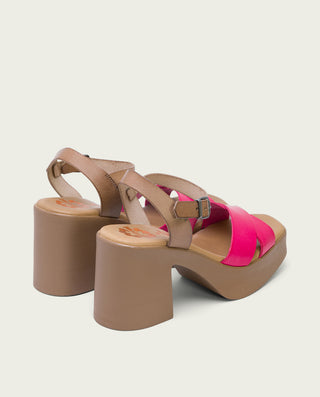 SANDALIA TACÓN PIEL FUCSIA ZOE