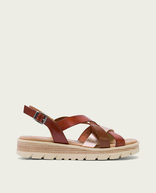 SANDALIA CUÑA PIEL CUERO ROSE BERNIE