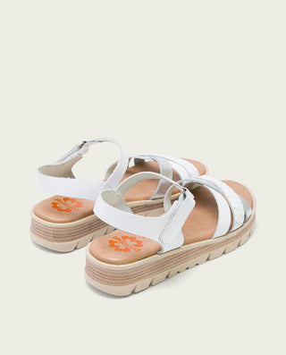 SANDALIA CUÑA PIEL BLANCO PLATA BELINDA