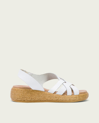 SANDALIA CUÑA PIEL BLANCA GANGA