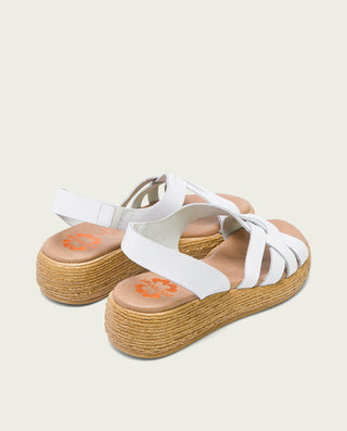 SANDALIA CUÑA PIEL BLANCA GANGA