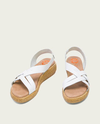 SANDALIA CUÑA PIEL BLANCA GANGA