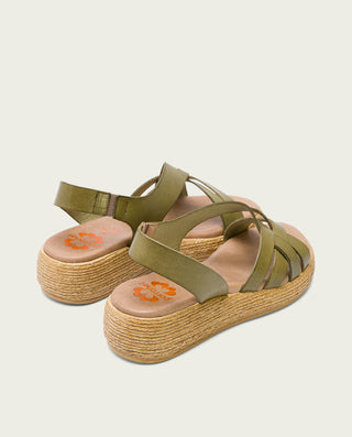 SANDALIA CUÑA PIEL KAKI GANGA