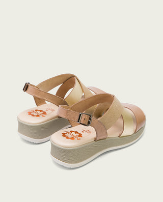 SANDALIA CUÑA PIEL TAUPE PLATINO FIAMA