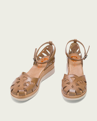 SANDALIA CUÑA PIEL TAUPE LEIRE
