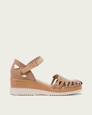 SANDALIA CUÑA PIEL TAUPE LILIANA