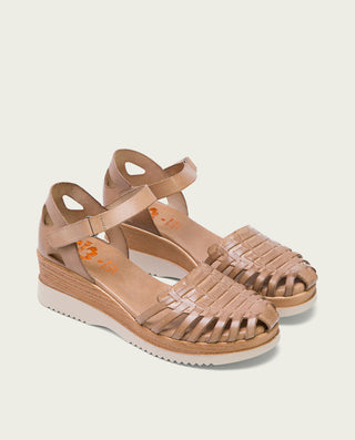 SANDALIA CUÑA PIEL TAUPE LILIANA