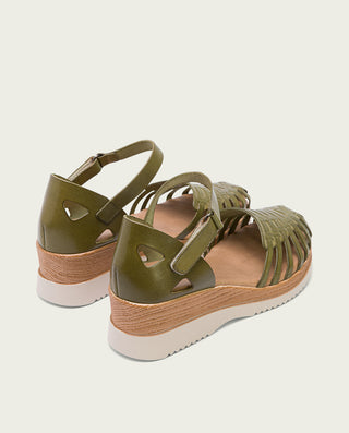 SANDALIA CUÑA PIEL KAKI LILIANA
