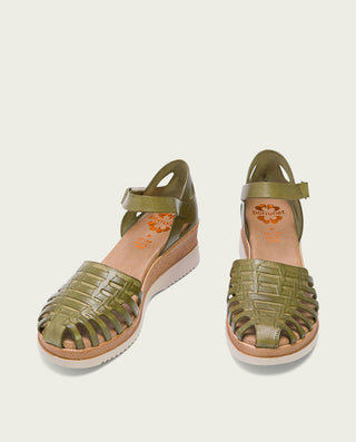 SANDALIA CUÑA PIEL KAKI LILIANA
