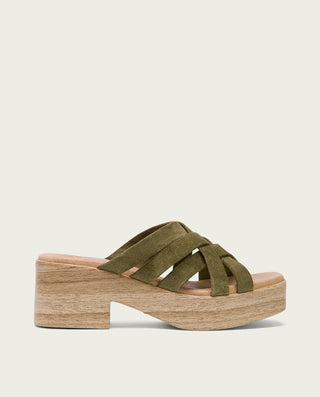 SANDALIA TACON BAJO PIEL KAKI VICKY