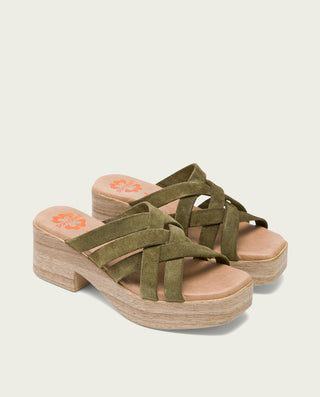 SANDALIA TACON BAJO PIEL KAKI VICKY