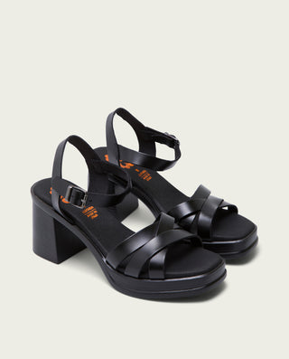 SANDALIA TACON MEDIO DE PIEL NEGRO NICOLE