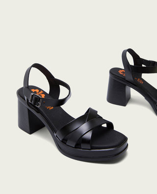 SANDALIA TACON MEDIO DE PIEL NEGRO NICOLE
