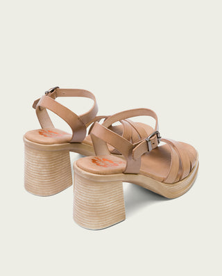 SANDALIA TACON MEDIO DE PIEL TAUPE NICOLE