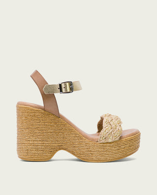 SANDALIA TACON ALTO TAUPE PLATINO RAINA