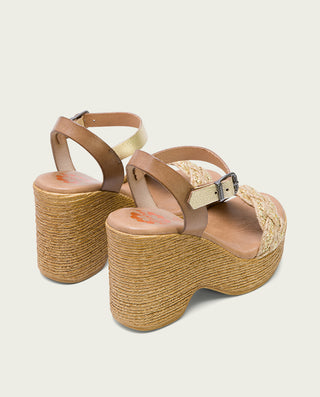 SANDALIA TACON ALTO TAUPE PLATINO RAINA
