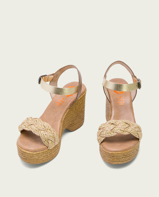 SANDALIA TACON ALTO TAUPE PLATINO RAINA