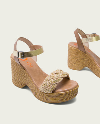 SANDALIA TACON ALTO TAUPE PLATINO RAINA